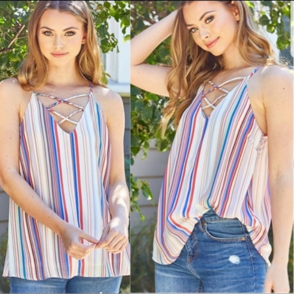 Stripe Criss cross top